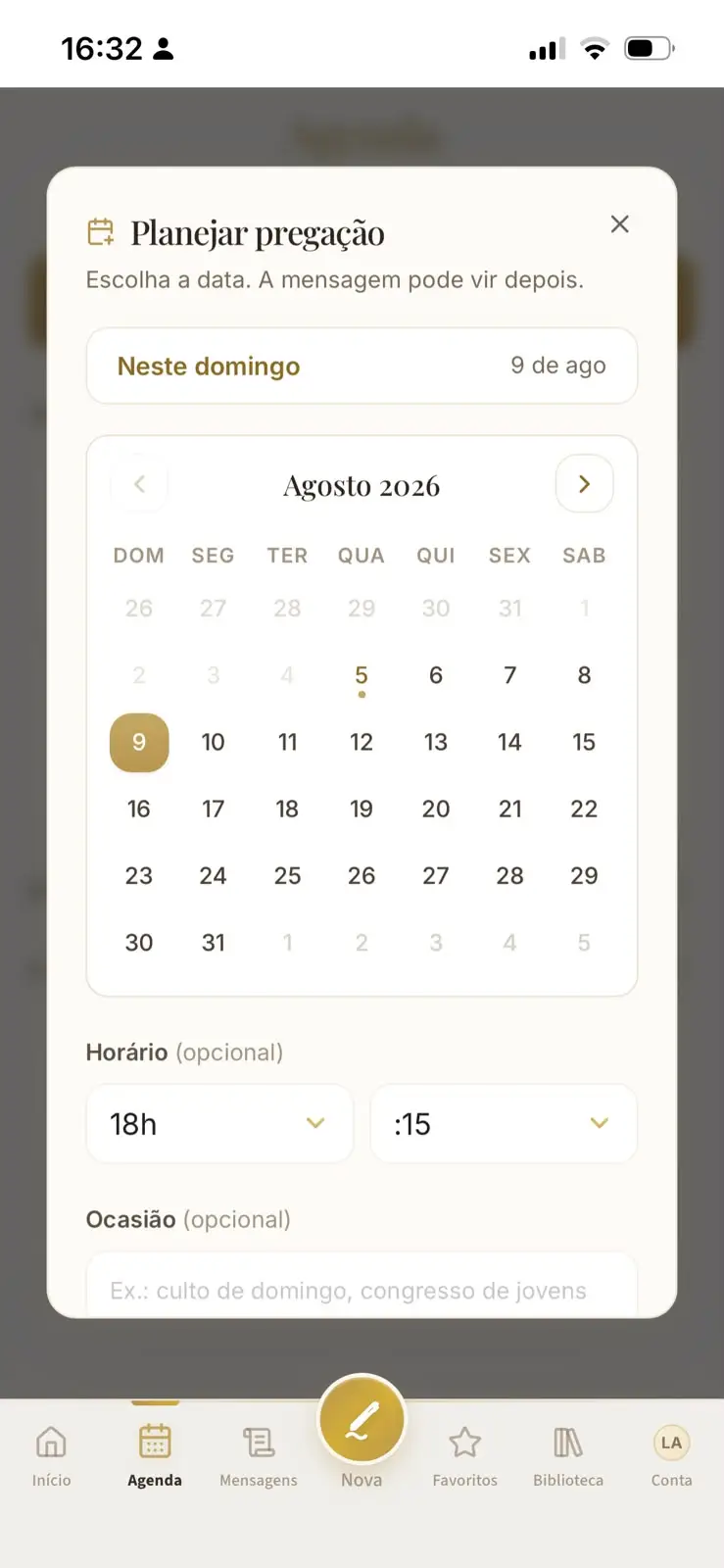 Planejar pregação: escolha da data no calendário antes de preparar a mensagem